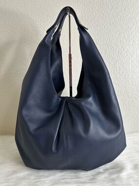 NWOT Laggo 100% Genuine Leather Navy Blue Hobo Shoulder Bag